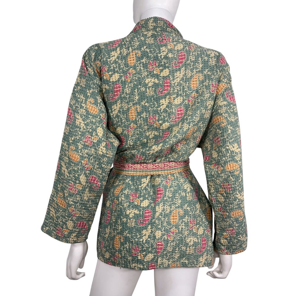 Free People Quilted Multicolor Fragonard Niki Kimono Jacket Size M - Picture 3 of 4